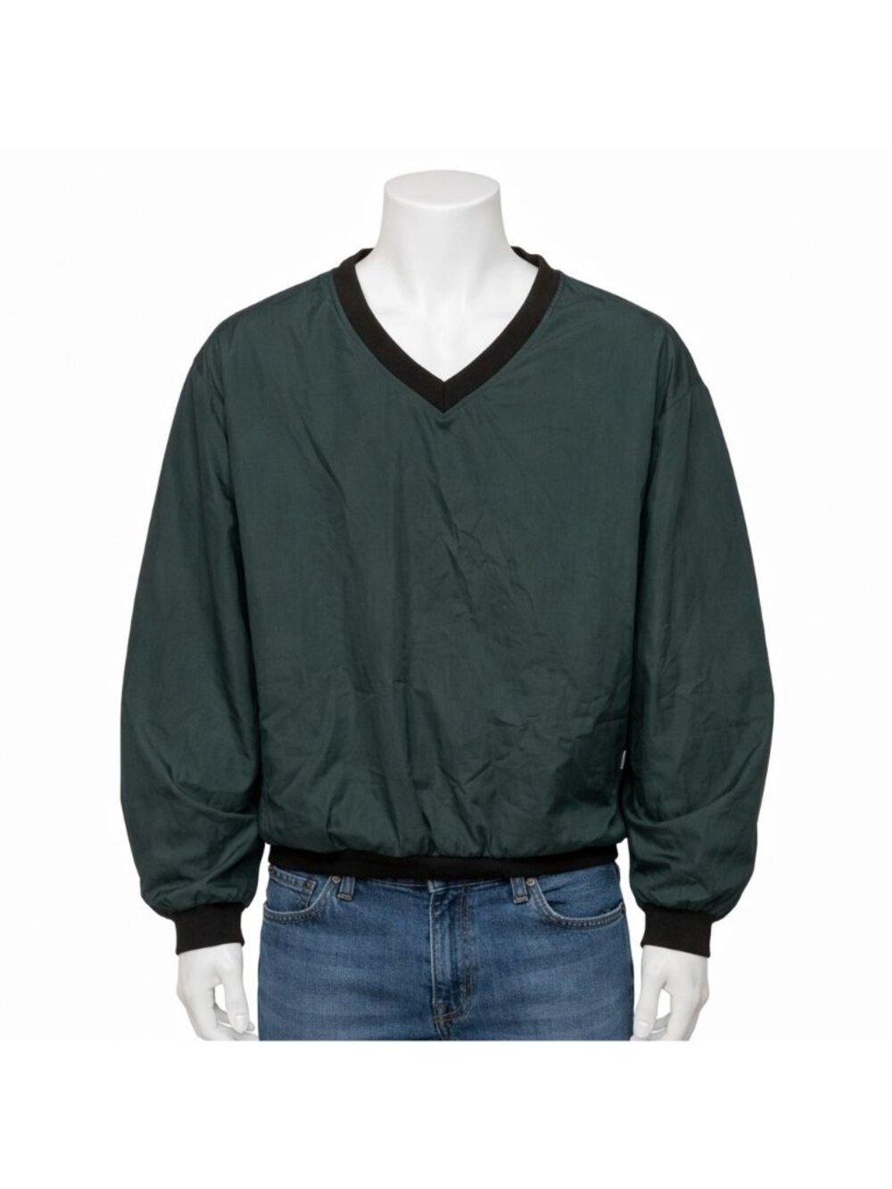 Cabelas Mens XL Green Nylon V Neck Pullover Windbreaker Outdoor Jacket 920919